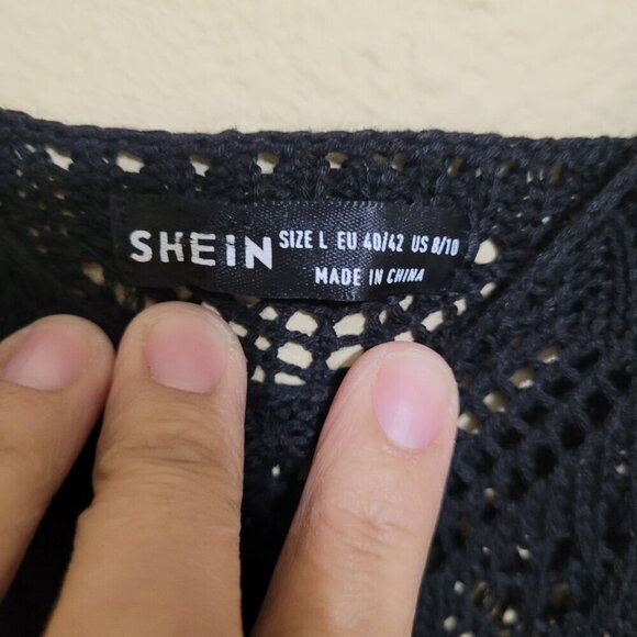 Crochet Black Sleeveless Dress  Dark Cottagecore Beachy Fairy‎ Grunge Sz S - Picture 7 of 7